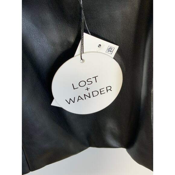 Lost + Wander Black Faux Leather Cropped Top NWT XS - Picture 3 of 5